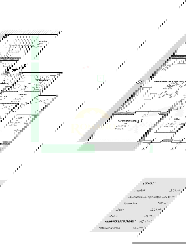 Dvosobno stanovanje z razgledom na morje na Čiovu, območje Salduna blizu kampa Rožac - 64 m2